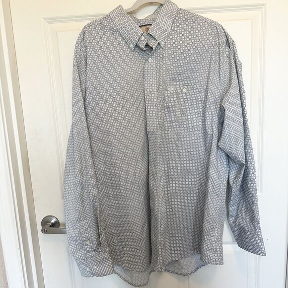 Wrangler Other - Wrangler Western Shirt Mens XL White Black Geometric Pockets Button Down